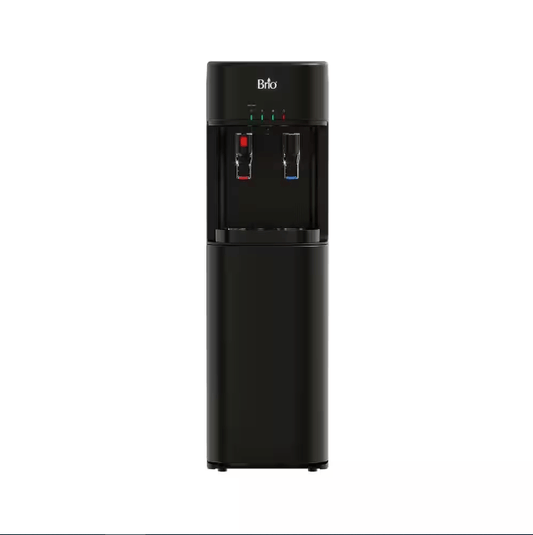 Brio Bottom Load Water Cooler Dispenser Paddle Dispensing, Hot & Cold, LED Lights W/Empty Bottle Alert, Black