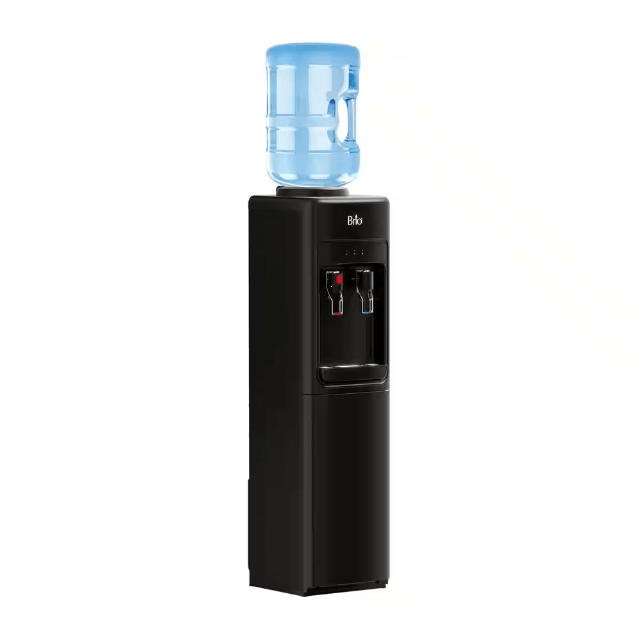 Brio 300 Series Slimline Top-Load Water Dispenser for 3 & 5 Gallon Bottles, Paddle Dispensing, Hot & Cold, Black